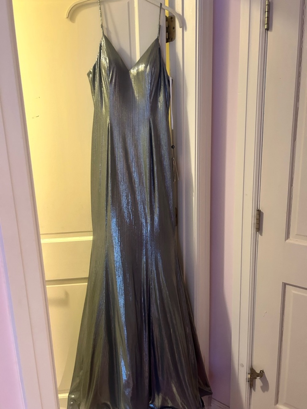 Alyce Paris Silver Metallic Mermaid Gown
